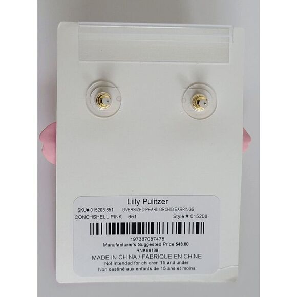 🌺 LILLY PULITZER Oversized Pearl Orchid Flower Earrings NEW WITH GIFT BAG - Picture 11 of 16